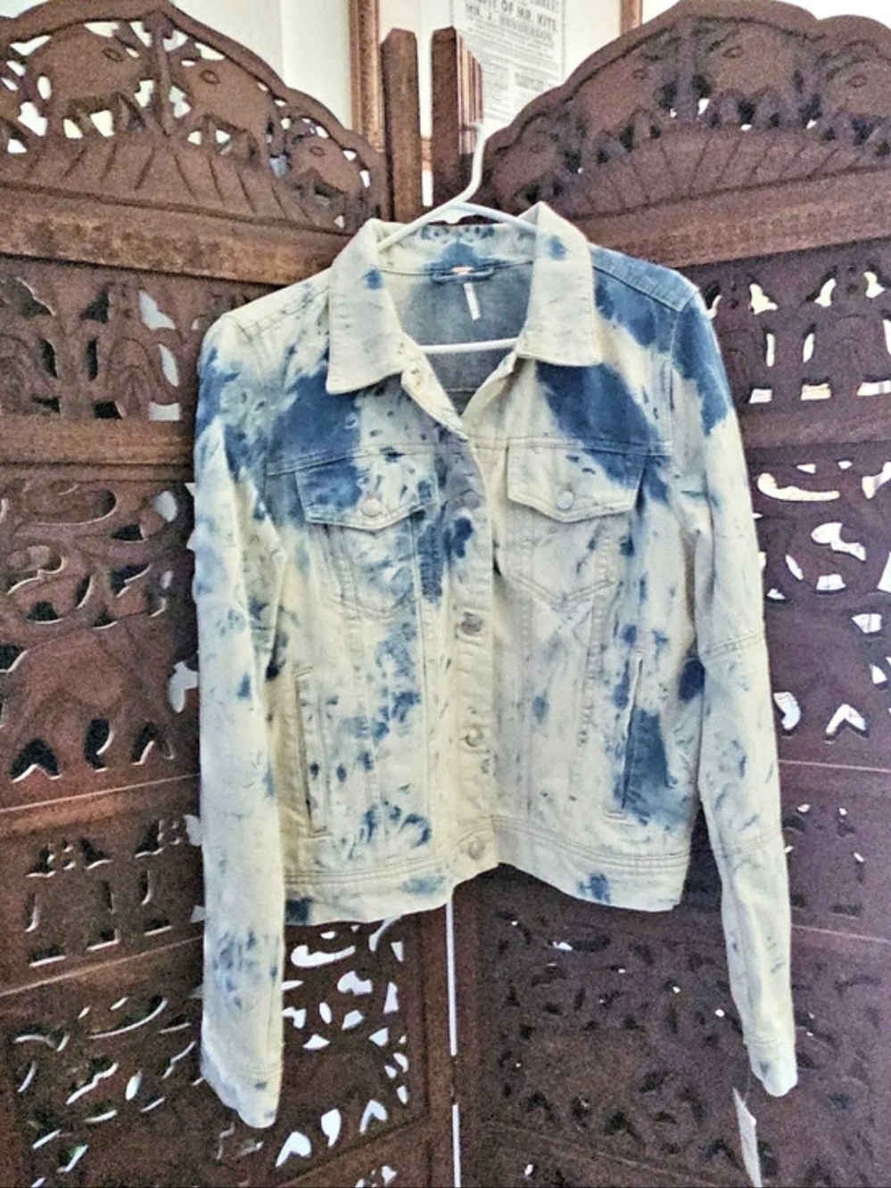Free People Rumors Denim Jacket (Jones Tie Dye) XL